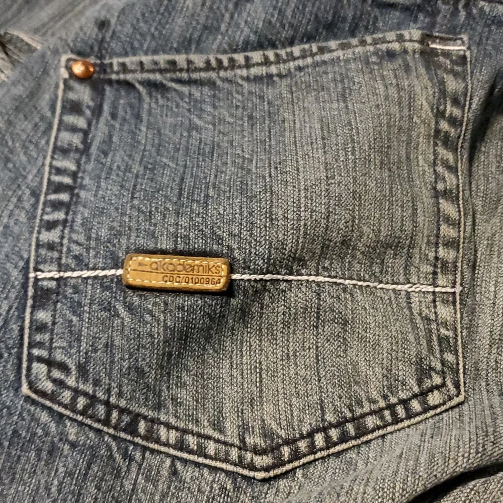Akademiks Baggy Vintage Jeans Paint Splatter Velvet Feel 36 X 33